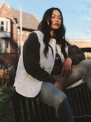 Simply Be Grey Textured Quilted Round Collar Gilet - Image 1 of 6