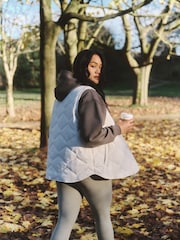 Simply Be Grey Textured Quilted Round Collar Gilet - Image 3 of 6