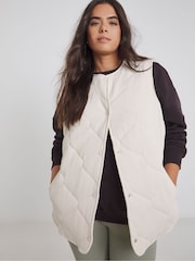 Simply Be Grey Textured Quilted Round Collar Gilet - Image 4 of 6