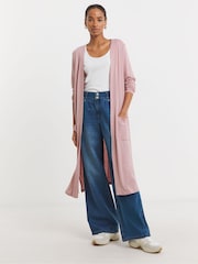 JD Williams Pink Longline Jersey Pocket Cardigan - Image 1 of 4