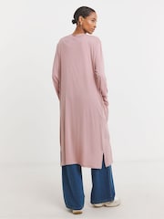 JD Williams Pink Longline Jersey Pocket Cardigan - Image 2 of 4