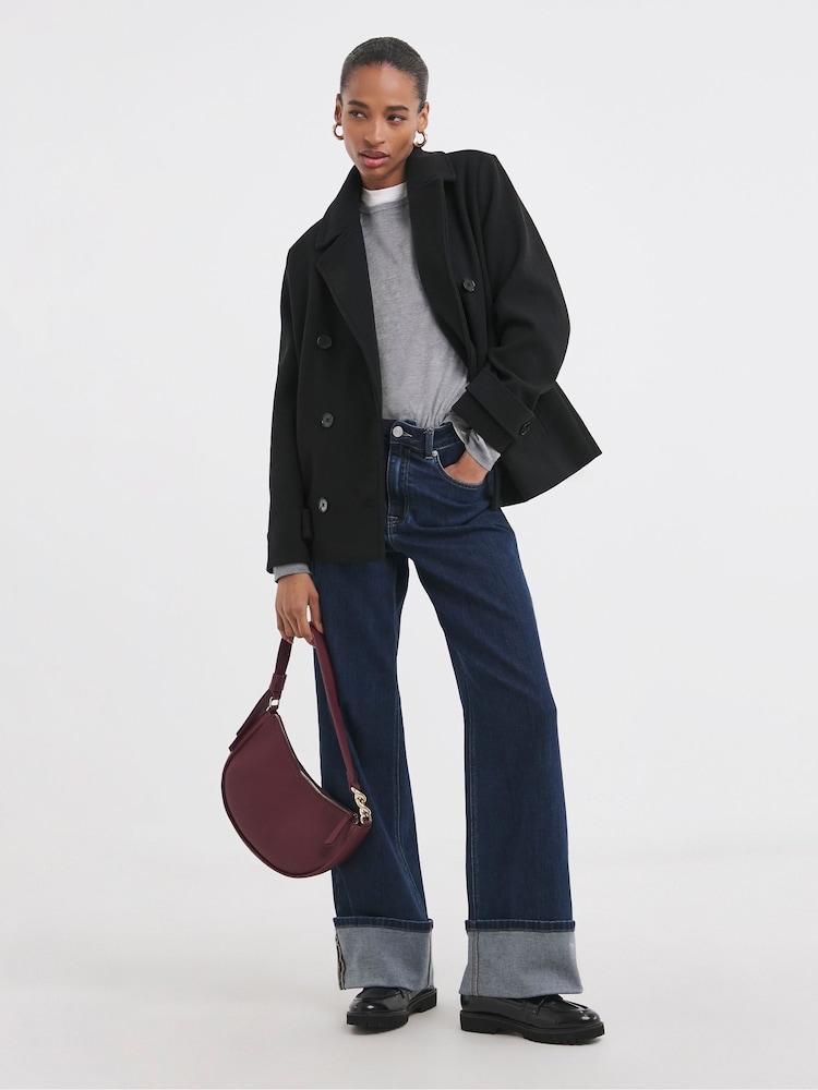 JD Williams Black Pea Coat - Image 1 of 4 JD Williams Black Pea Coat - Image 1 of 4
