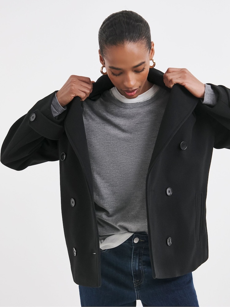 JD Williams Black Pea Coat - Image 4 of 4