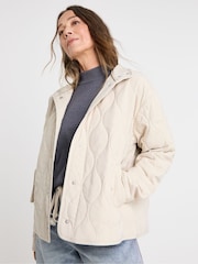 JD Williams Cream Washed Quilted Short Jacket - Image 1 of 4