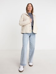 JD Williams Cream Washed Quilted Short Jacket - Image 3 of 4