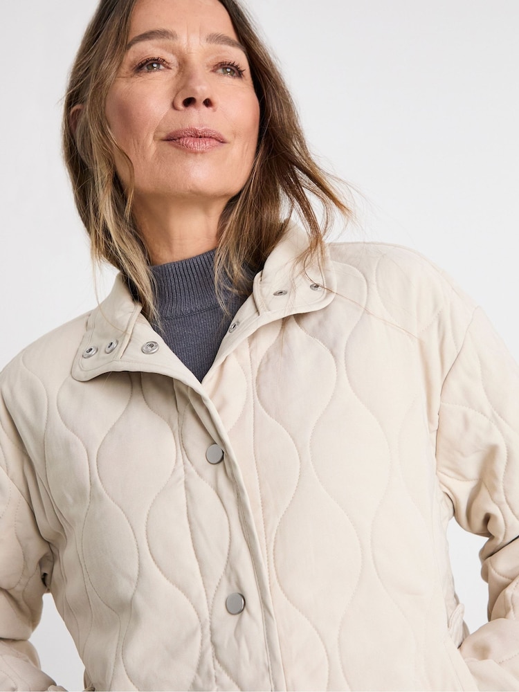 JD Williams Cream Washed Quilted Short Jacket - Image 4 of 4