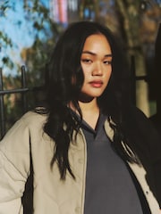 Simply Be Green Textured Quilted Round Collar Jacket - Image 2 of 5
