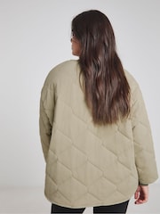Simply Be Green Textured Quilted Round Collar Jacket - Image 5 of 5