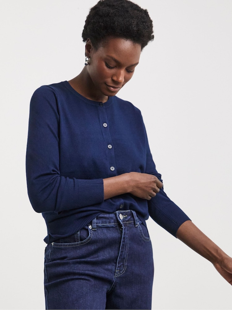 JD Williams Blue Crew Neck Cardigan - Image 1 of 4