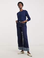 JD Williams Blue Crew Neck Cardigan - Image 4 of 4