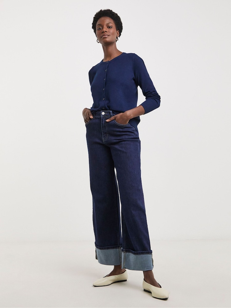 JD Williams Blue Crew Neck Cardigan - Image 4 of 4