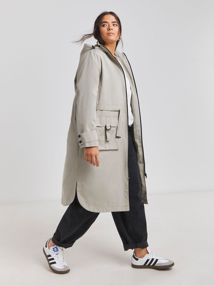 Simply Be Grey Hooded Functional Ultility Jacket - Image 1 of 4