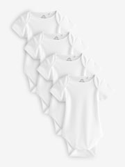 White 100% Cotton Baby Bodysuit Rompers 4 Pack - Image 1 of 6
