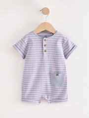 Purple 100% Cotton Stripe Romper - Image 1 of 1