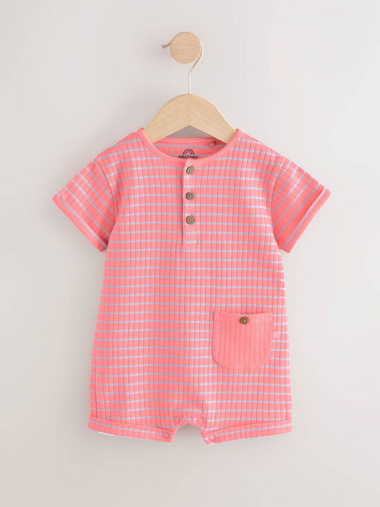 Pink Pure 100% Cotton Stripe Romper - Image 1 of 1
