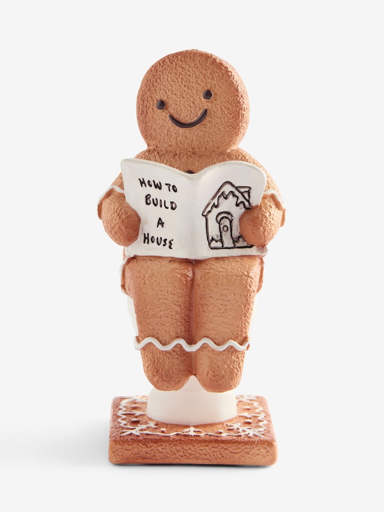 Natural Gingerbread Christmas Toilet Toilet Ornament - Image 1 of 2
