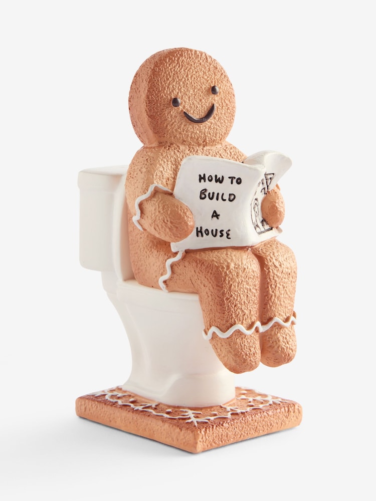 Natural Gingerbread Christmas Toilet Toilet Ornament - Image 2 of 2