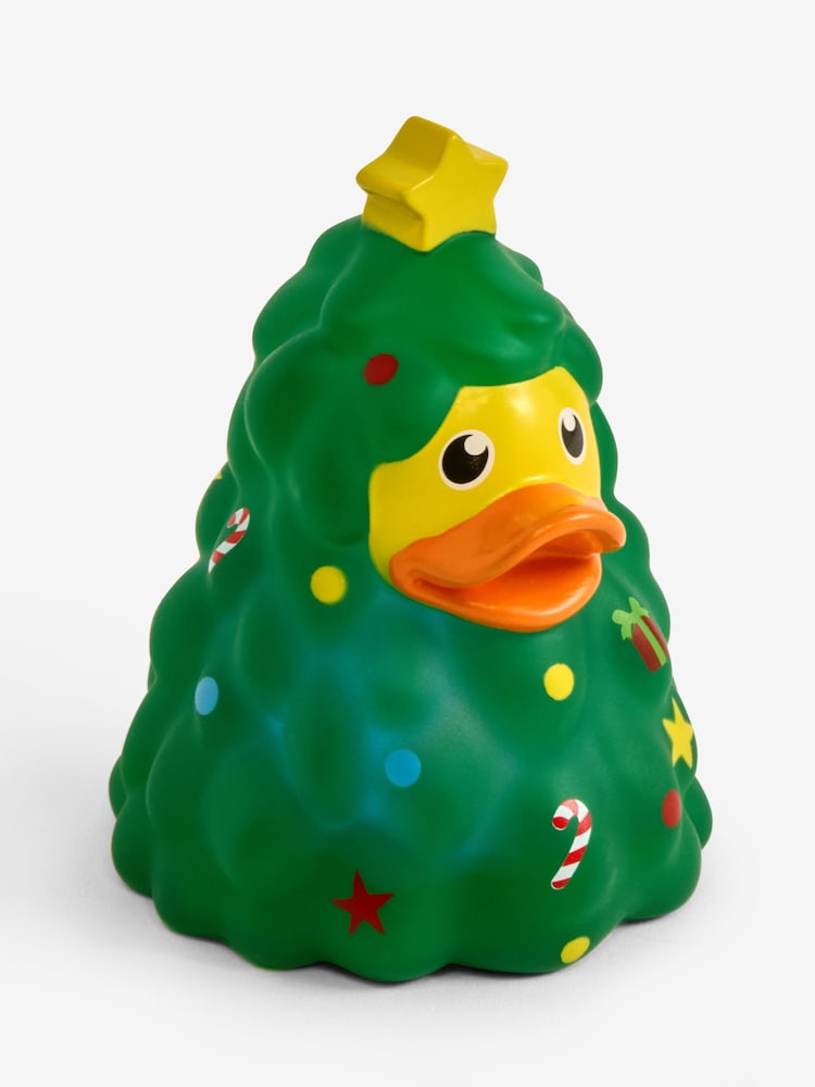 Tree Christmas Light Up Bath Rubber Duck - Image 1 of 1 Tree Christmas Light Up Bath Rubber Duck - Image 1 of 1