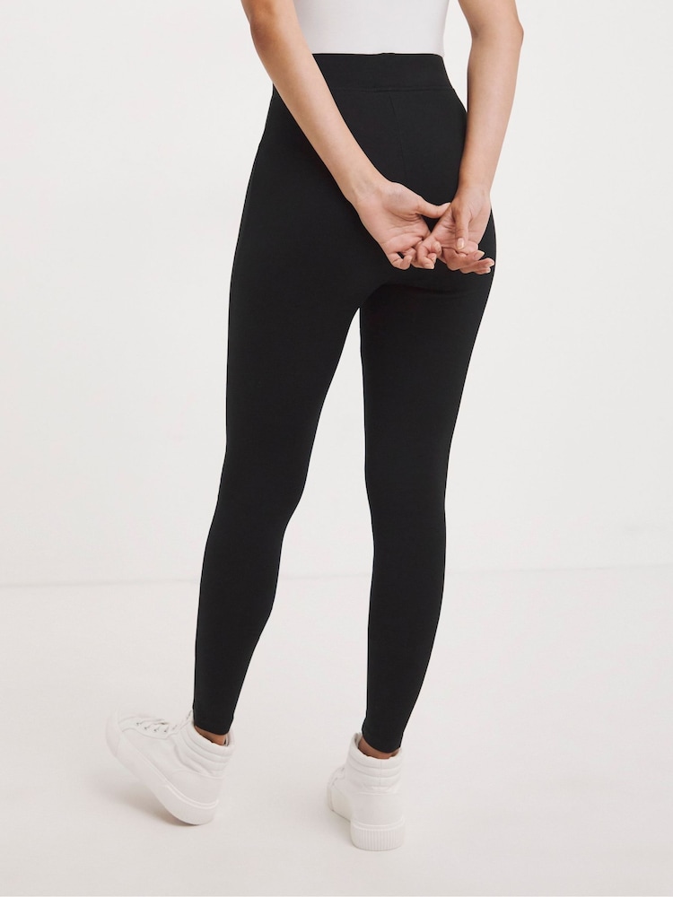 JD Williams Black Cotton High Waisted Leggings 2 Pack - Image 2 of 5 JD Williams Black Cotton High Waisted Leggings 2 Pack - Image 2 of 5