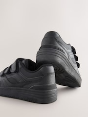 Negro - Zapatos escolares con cierre táctil y 3 correas de cuero - Imagen 4 de 5
