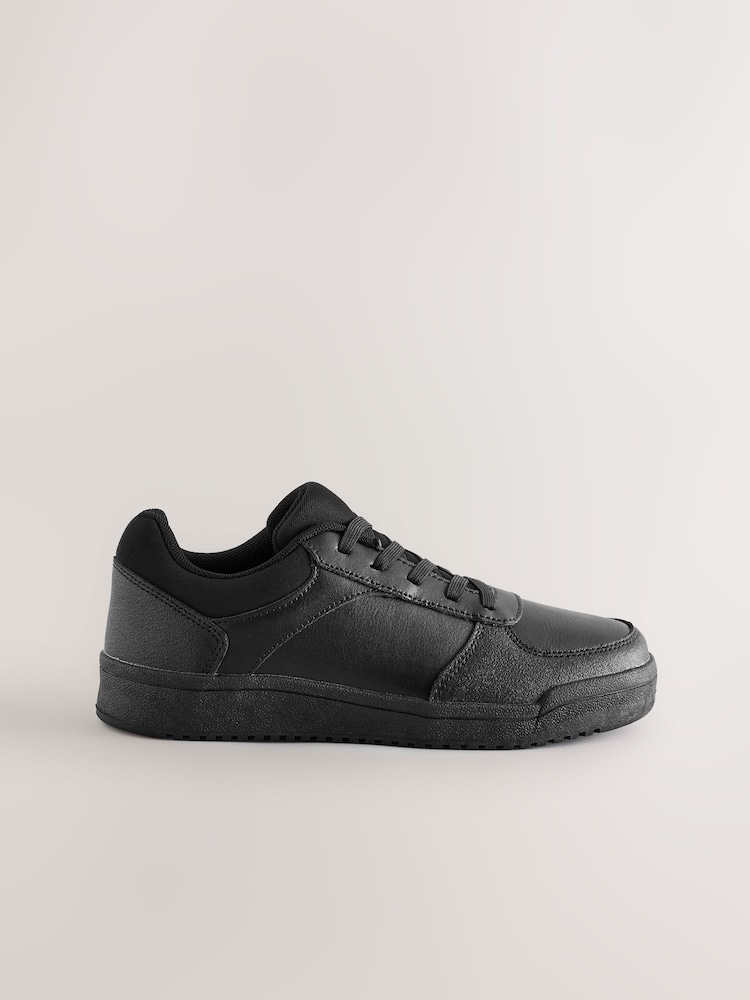 Black Leather Lace Up School Shoes - Image 2 of 5