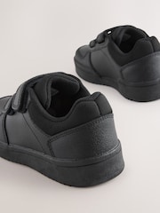 Negro - Zapatos escolares con cierre táctil y 2 correas de cuero - Imagen 3 de 4