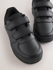 Negro - Zapatos escolares con cierre táctil y 2 correas de cuero - Imagen 4 de 4