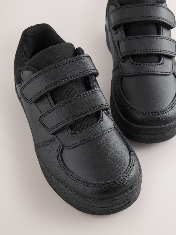 Schwarz - Lederschuhe für die Schule mit 2 Riemen und Klettverschluss - Bild 4 von 4 Schwarz - Lederschuhe für die Schule mit 2 Riemen und Klettverschluss - Bild 4 von 4