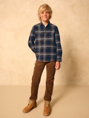 Navy Long Sleeve Brushed Cotton Check Shirt (3-16yrs) - Image 2 of 7