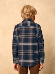 Navy Long Sleeve Brushed Cotton Check Shirt (3-16yrs) - Image 3 of 7