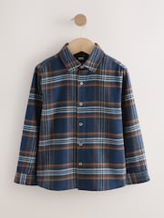 Navy Long Sleeve Brushed Cotton Check Shirt (3-16yrs) - Image 4 of 7