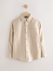 Neutral Long Sleeve 100% Linen Shirt (3-16yrs) - Image 1 of 4