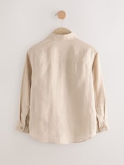 Neutral Long Sleeve 100% Linen Shirt (3-16yrs) - Image 2 of 4