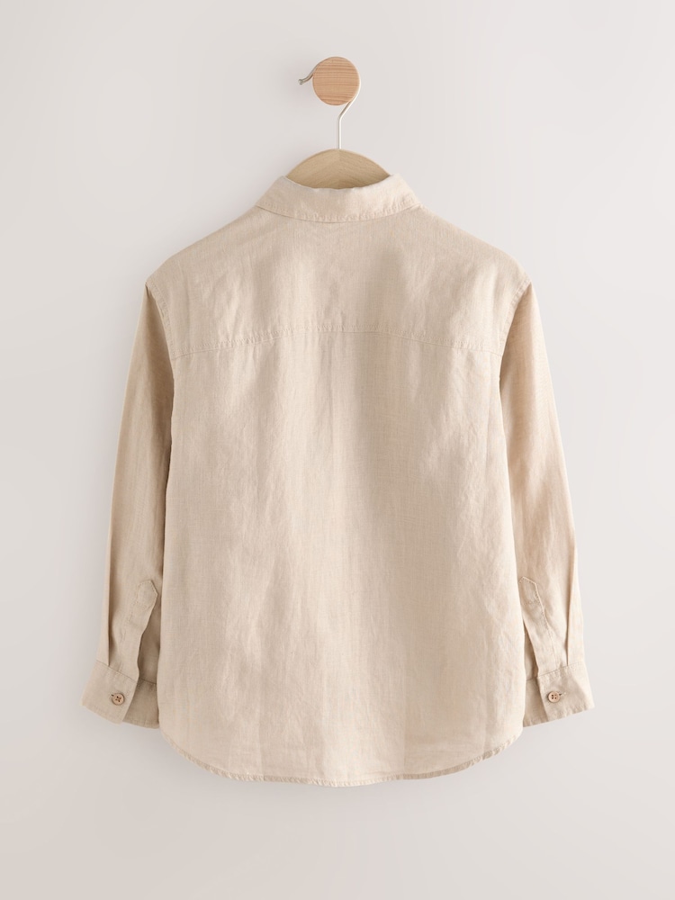 Neutral Long Sleeve 100% Linen Shirt (3-16yrs) - Image 2 of 4 Neutral Long Sleeve 100% Linen Shirt (3-16yrs) - Image 2 of 4