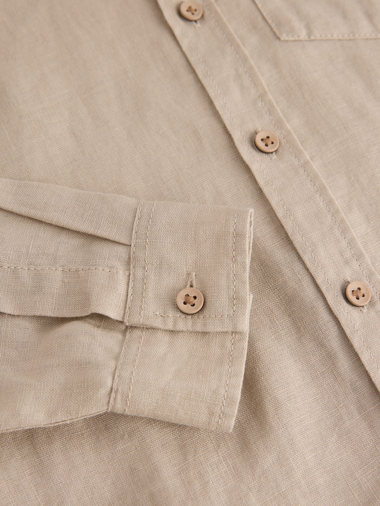 Neutral Long Sleeve 100% Linen Shirt (3-16yrs) - Image 4 of 4