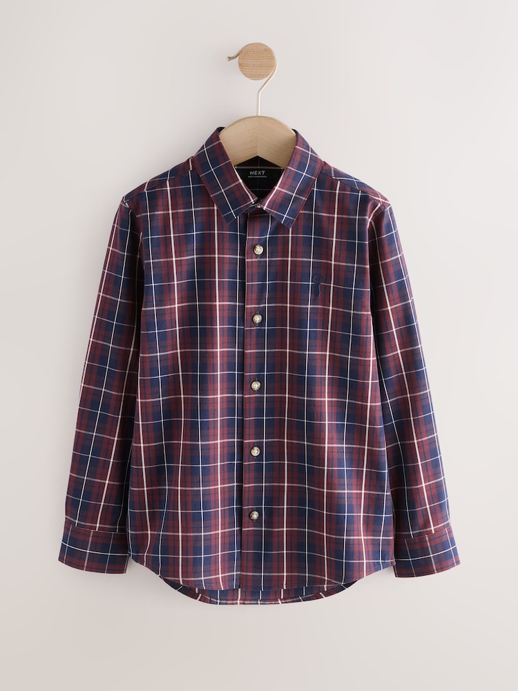 Plum Purple Long Sleeve Cotton Check Shirt (3-16yrs) - Image 1 of 4