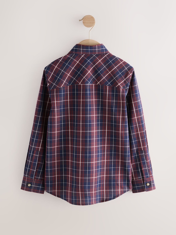 Plum Purple Long Sleeve Cotton Check Shirt (3-16yrs) - Image 2 of 4