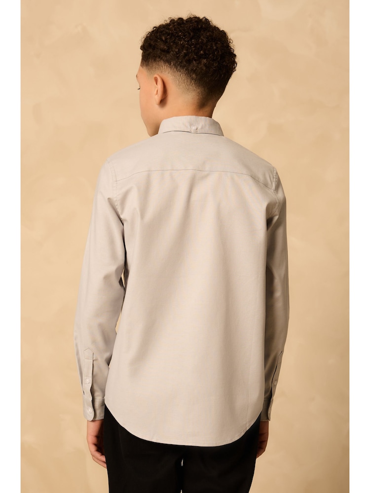 Light Grey Single Oxford Shirt (3-16yrs) - Image 2 of 8 Light Grey Single Oxford Shirt (3-16yrs) - Image 2 of 8