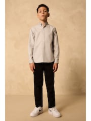 Light Grey Single Oxford Shirt (3-16yrs) - Image 4 of 8