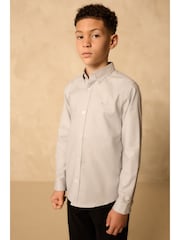 Light Grey Single Oxford Shirt (3-16yrs) - Image 5 of 8