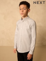 Light Grey Single Oxford Shirt (3-16yrs) - Image 6 of 8