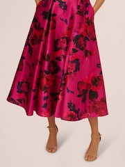 Adrianna Papell Pink Rose Jacquard Ankle Dress - Image 4 of 7