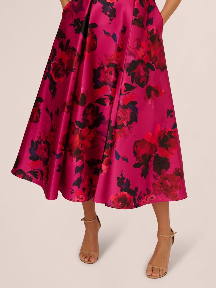 Adrianna Papell Pink Rose Jacquard Ankle Dress - Image 4 of 7