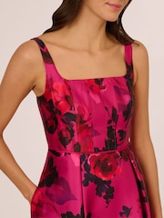 Adrianna Papell Pink Rose Jacquard Ankle Dress - Image 5 of 7