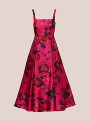 Adrianna Papell Pink Rose Jacquard Ankle Dress - Image 6 of 7