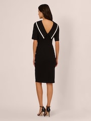 Adrianna Papell Roll Neck Sheath With V Back Black Dress - Image 2 of 7