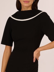 Adrianna Papell Roll Neck Sheath With V Back Black Dress - Image 4 of 7