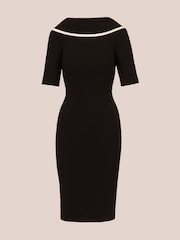 Adrianna Papell Roll Neck Sheath With V Back Black Dress - Image 6 of 7
