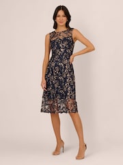 Adrianna Papell Blue Studio Embroidered Midi Dress - Image 1 of 6