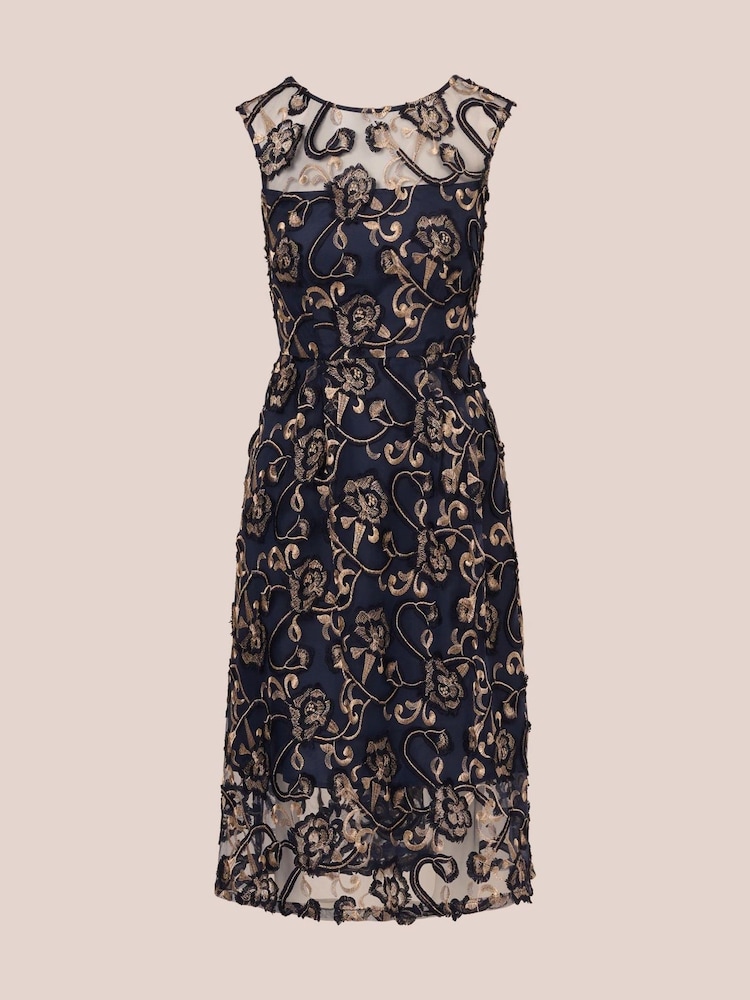 Adrianna Papell Blue Studio Embroidered Midi Dress - Image 6 of 6